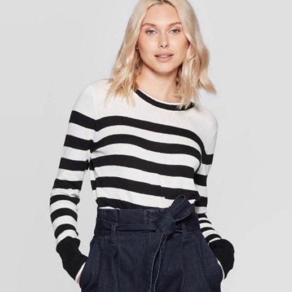 a new day Sweaters - ✨NWT✨ A New Day Black and White Striped Sweater